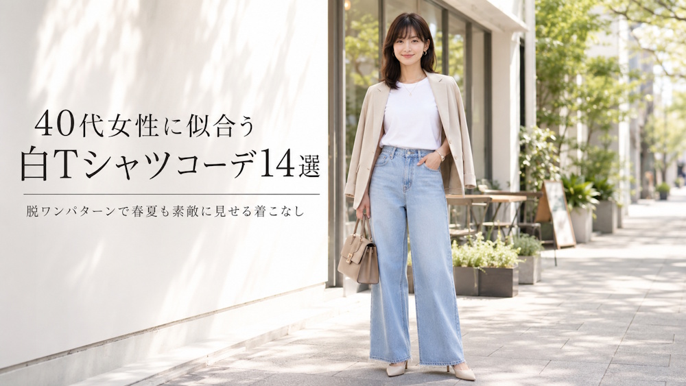 40代女性に似合う白Tシャツコーデ14選！脱ワンパターンで春夏も素敵に見せる着こなし