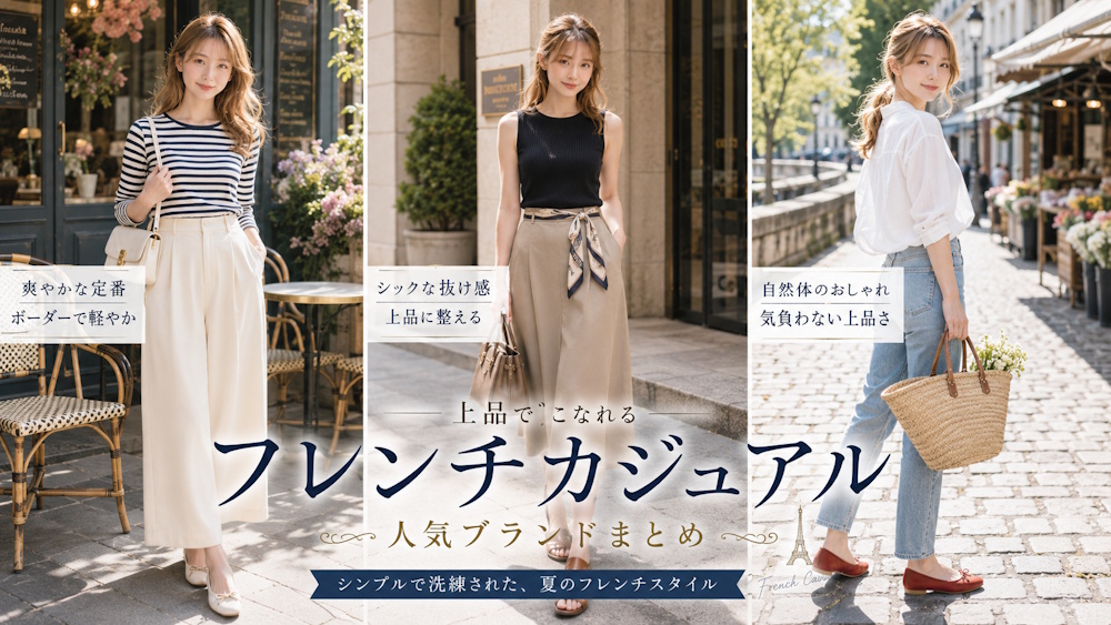 フレンチカジュアルのファッションブランドとプチプラ通販、定番コーデまとめ