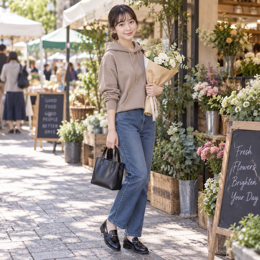 大人のパーカーコーデで避けたい「全部カジュアル」